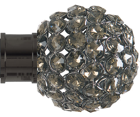 Renaissance Accents 50mm Finial Only, Black Nickel, Smoke Crystal Bead