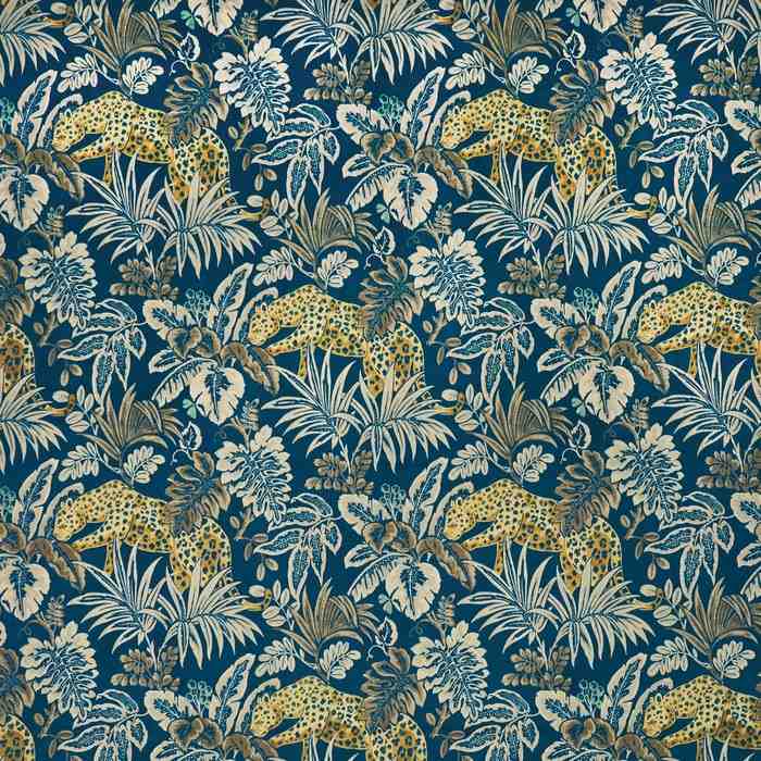 Prestigious Textiles Monsoon Leopard Indigo Fabric