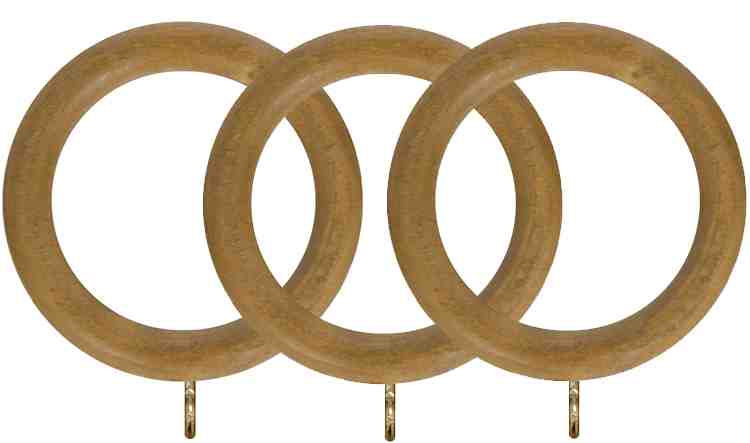 Renaissance Natur Shades 35mm Wood Curtain Pole Rings, Light Oak