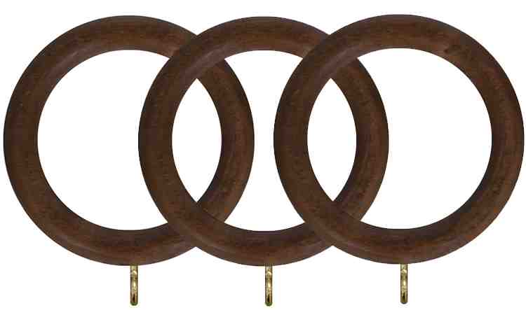 Renaissance Natur Shades 50mm Wood Curtain Pole Rings, Dark Oak
