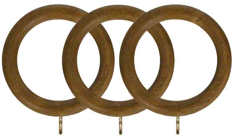 Renaissance Natur Shades 35mm Wood Curtain Pole Rings, Mid Oak