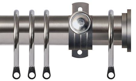 Renaissance 35mm Metal Curtain Pole, Adjustable, Brushed Nickel, Fynn Endcap