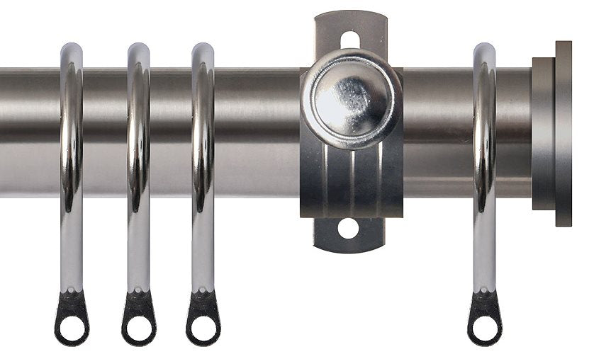 Renaissance 35mm Metal Curtain Pole, Adjustable, Brushed Nickel, Fynn Endcap