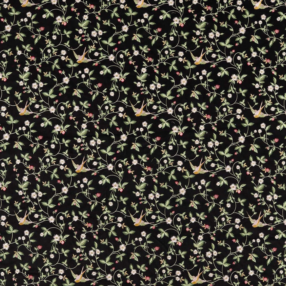Clarke & Clarke Wedgwood Wild Strawberry Noir Embroidery Fabric