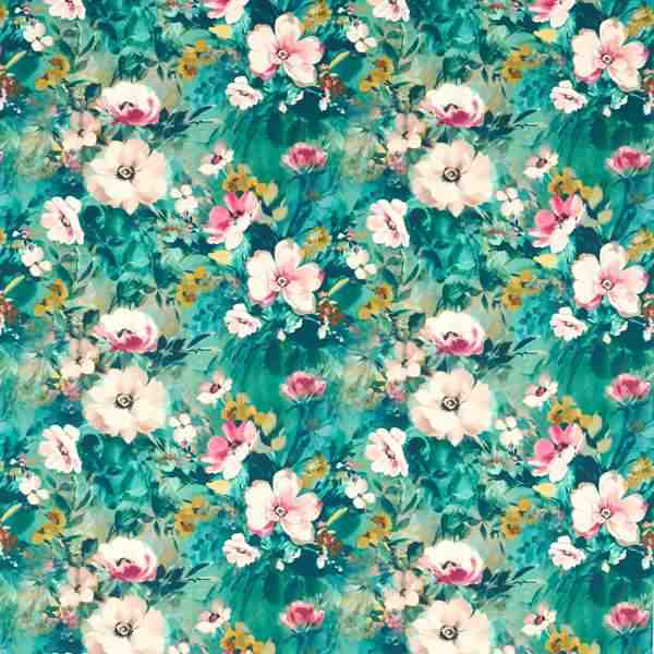 Studio G Floral Flourish Rugosa Kingfisher Fabric