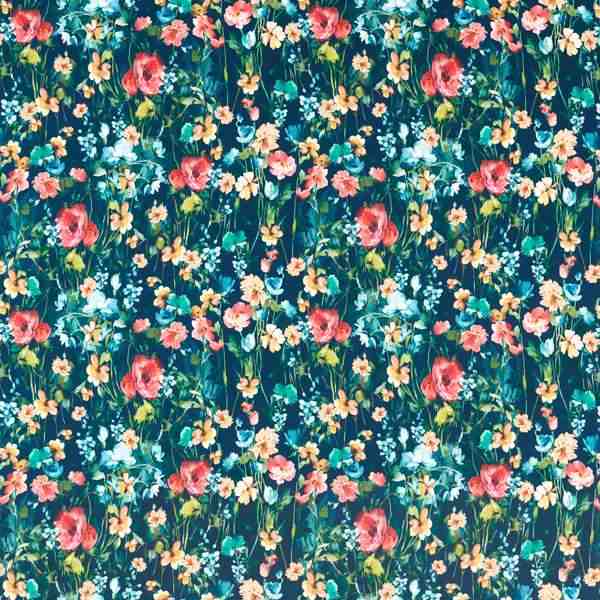 Studio G Floral Flourish Wild Meadow Midnight Velvet Fabric