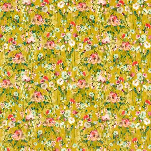 Studio G Floral Flourish Wild Meadow Ochre Velvet Fabric