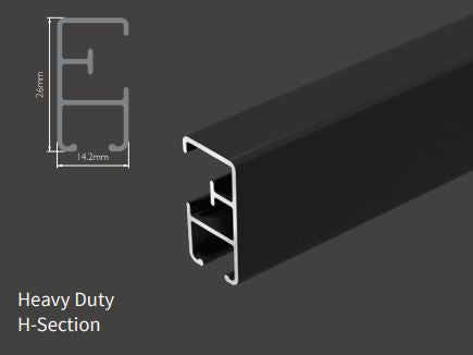 Renaissance Heavy Duty H-Section Aluminium Curtain Track, Black