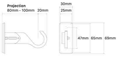 Arc 25mm Metal Adjustable End Bracket, Bronze