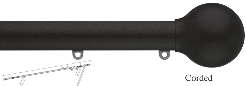 Silent Gliss Corded Metropole 30mm 7630 Black Ball End Finial