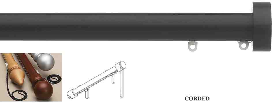 Silent Gliss Corded Metropole 30mm 7630 Black Design Endcap Finial