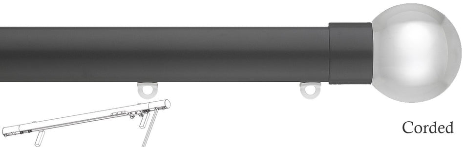 Silent Gliss Corded Metropole 30mm 7630 Black Clear Ball Finial