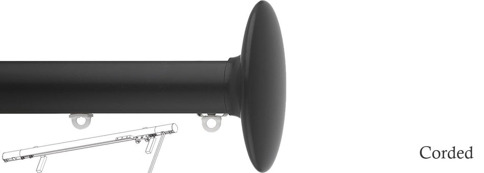 Silent Gliss Corded Metropole 30mm 7630 Black Ellipse Finial