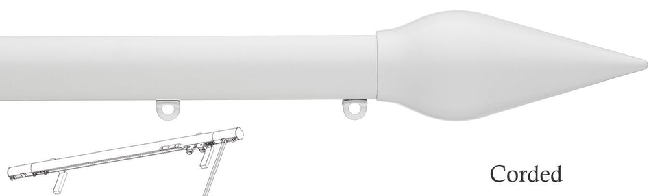Silent Gliss Corded Metropole 30mm 7630 Matt White Spear Finial