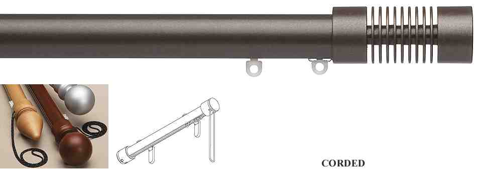 Silent Gliss Corded Metropole 30mm 7630 Bronze Groove Cylinder Finial