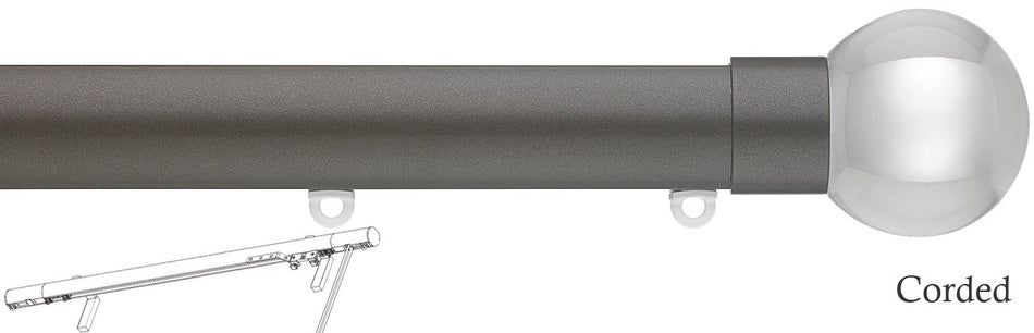 Silent Gliss Corded Metropole 30mm 7630 Bronze Clear Ball Finial