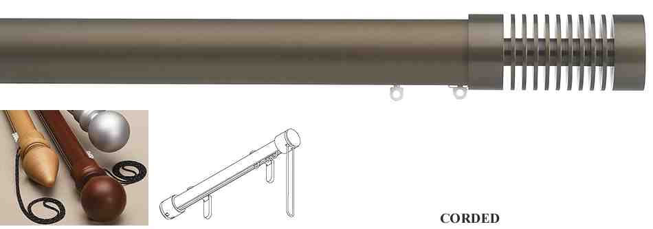 Silent Gliss Corded Metropole 30mm 7630 Antique Bronze Groove Cylinder Finial