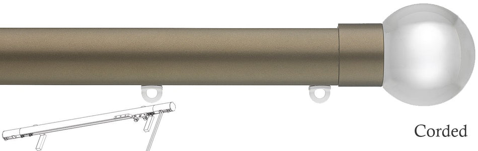 Silent Gliss Corded Metropole 30mm 7630 Antique Bronze Clear Ball Finial