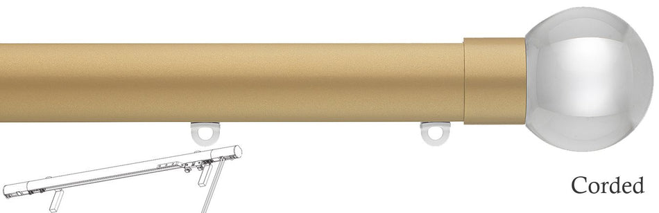 Silent Gliss Corded Metropole 30mm 7630 Sand Clear Ball Finial