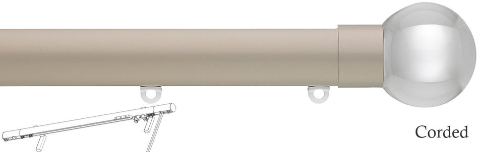 Silent Gliss Corded Metropole 30mm 7630 Taupe Clear Ball Finial