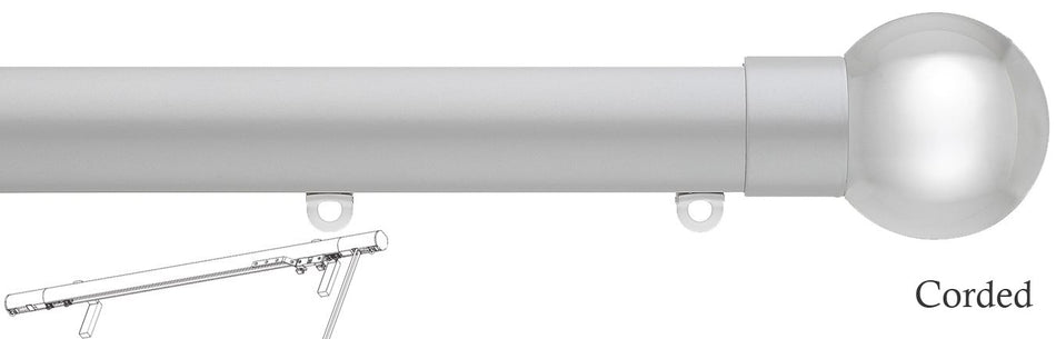 Silent Gliss Corded Metropole 30mm 7630 Anodic Grey Clear Ball Finial
