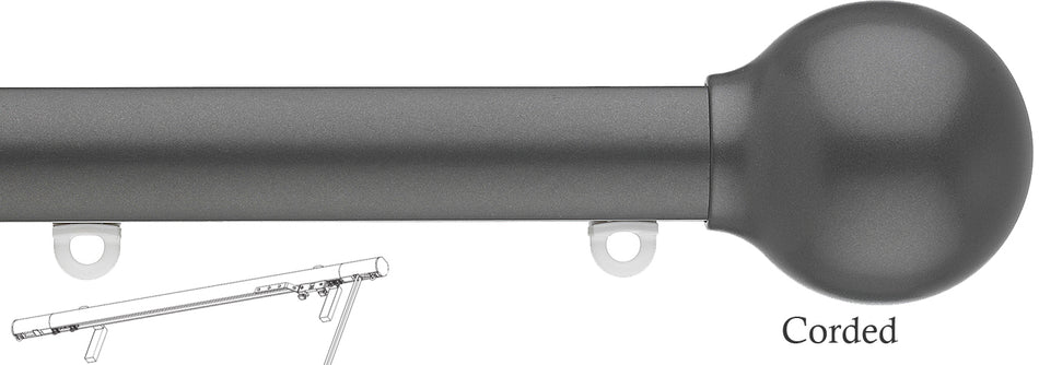 Silent Gliss Corded Metropole 30mm 7630 Charcoal Ball End Finial
