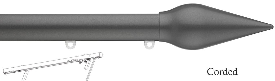 Silent Gliss Corded Metropole 30mm 7630 Charcoal Spear Finial