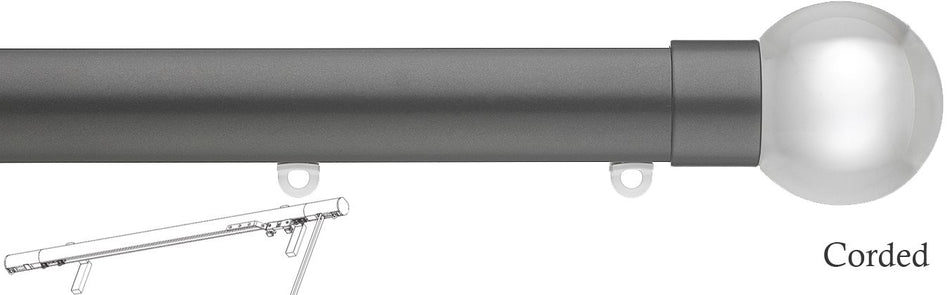 Silent Gliss Corded Metropole 30mm 7630 Charcoal Clear Ball Finial