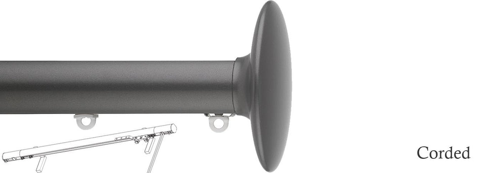 Silent Gliss Corded Metropole 30mm 7630 Charcoal Ellipse Finial