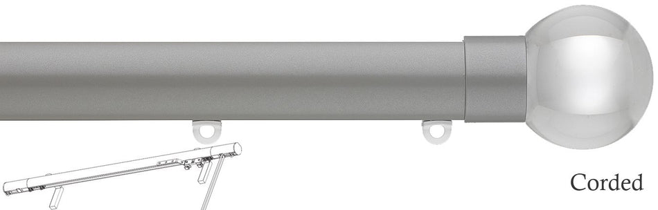 Silent Gliss Corded Metropole 30mm 7630 Slate Grey Clear Ball Finial