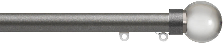 Silent Gliss Metropole 23mm 7600 Gun Metal Clear Ball Finial