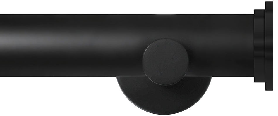 Renaissance Contemporary 28mm Eyelet Curtain Pole Matt Black Fynn Endcap