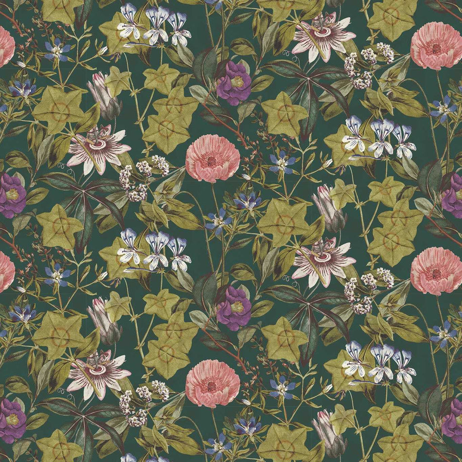 Clarke & Clarke Exotica 2 Passiflora Emerald Fabric