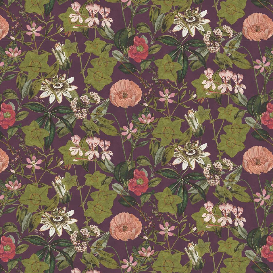 Clarke & Clarke Exotica 2 Passiflora Mulberry Fabric
