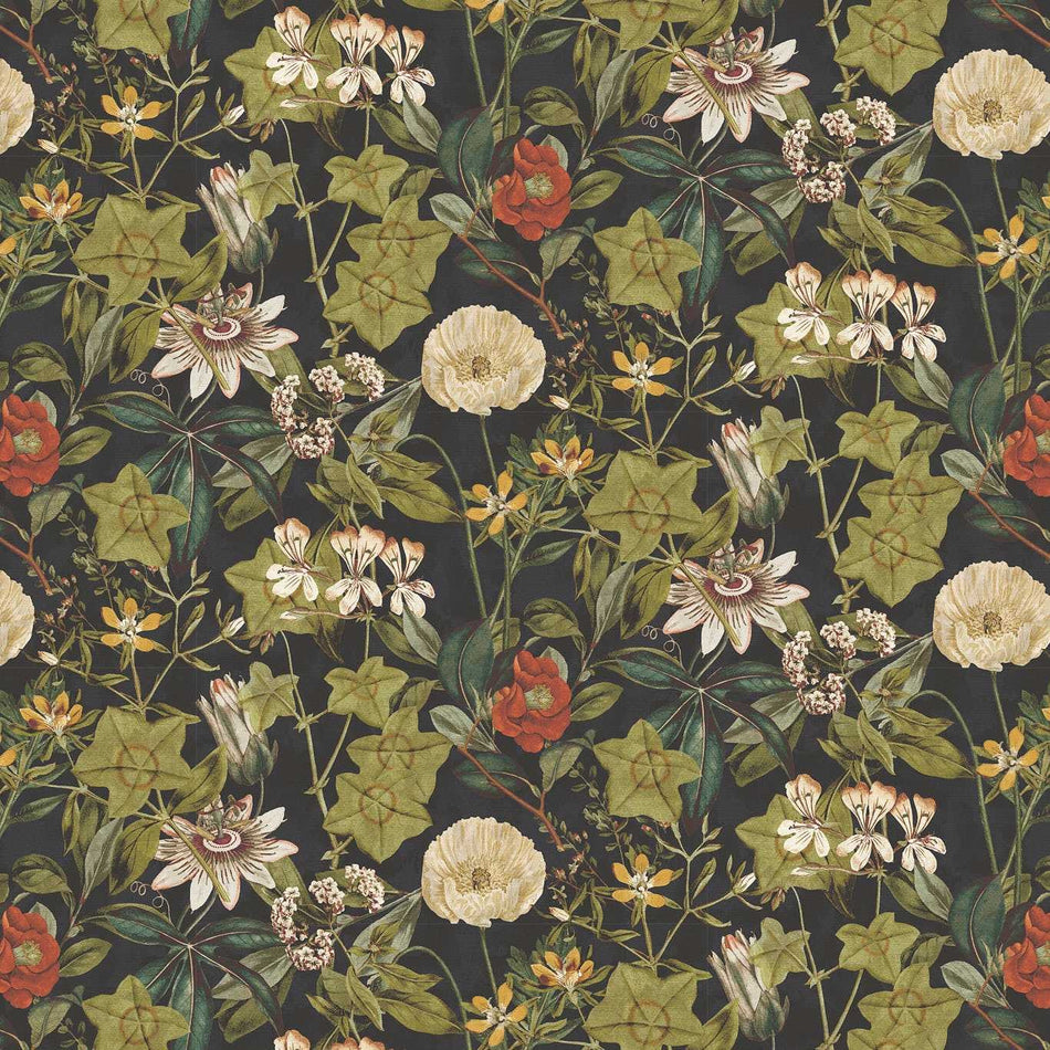 Clarke & Clarke Exotica 2 Passiflora Noir Fabric