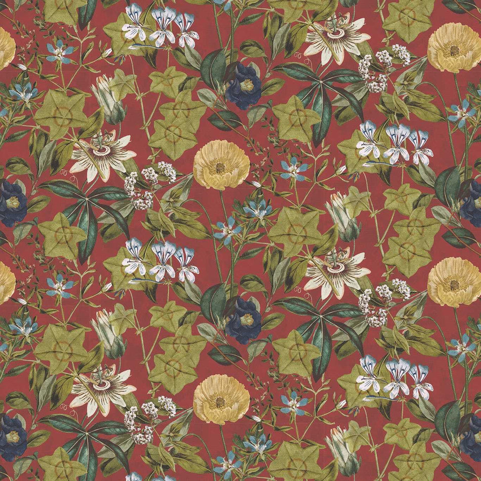 Clarke & Clarke Exotica 2 Passiflora Rouge Fabric