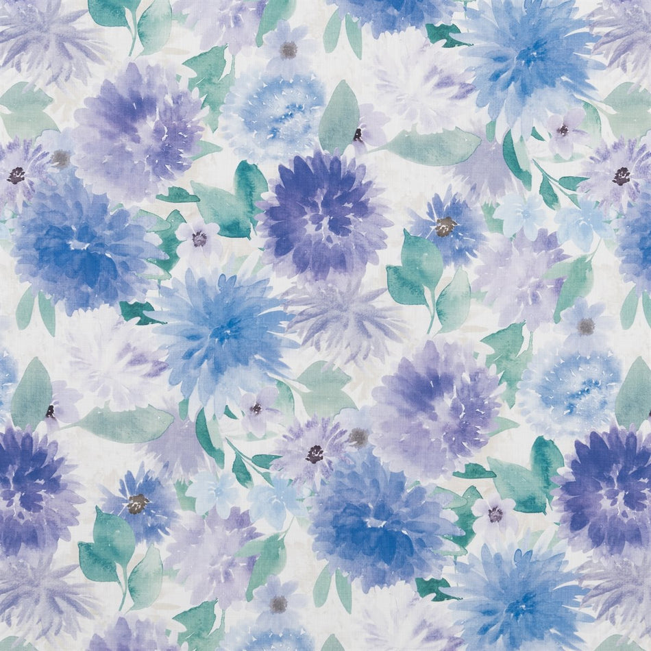 Beaumont Textiles Cottage Garden Dahlia Periwinkle Fabric