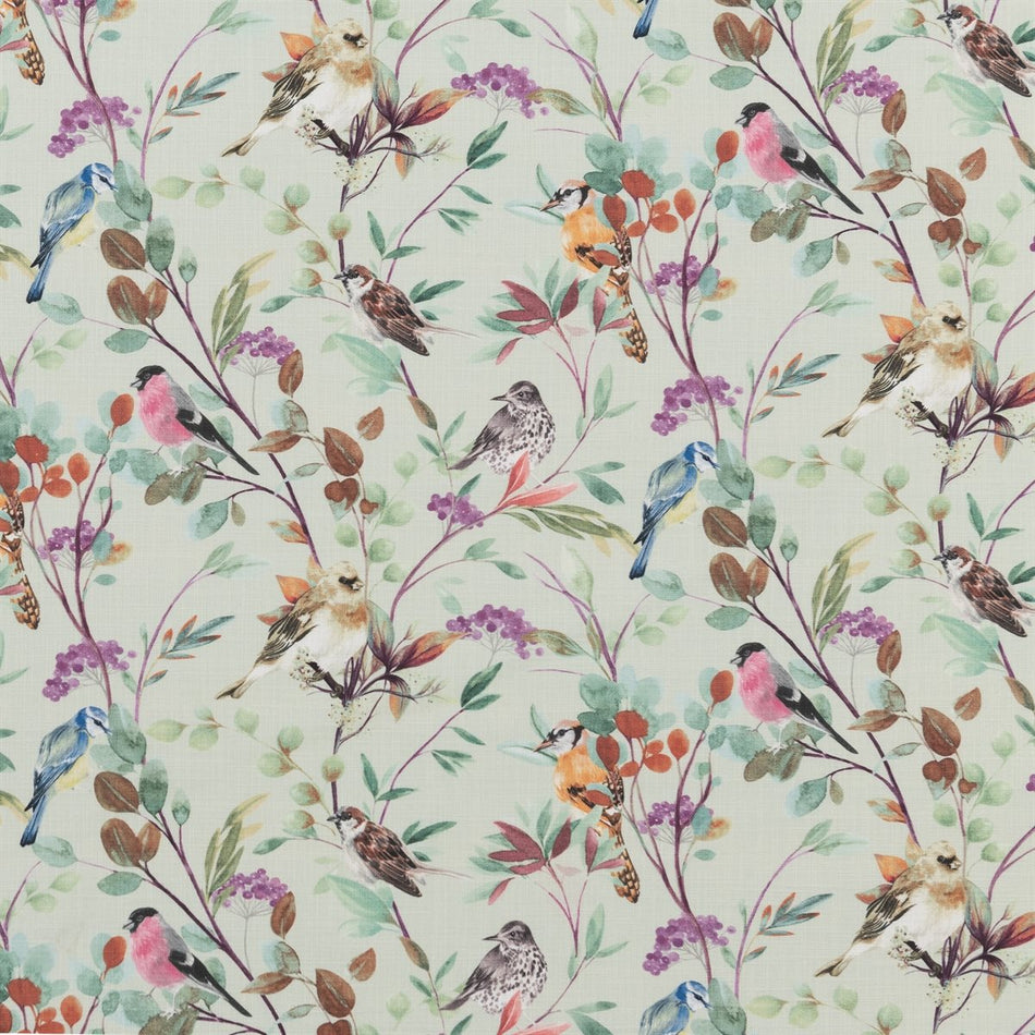 Beaumont Textiles Cottage Garden Songbirds Berry Fabric