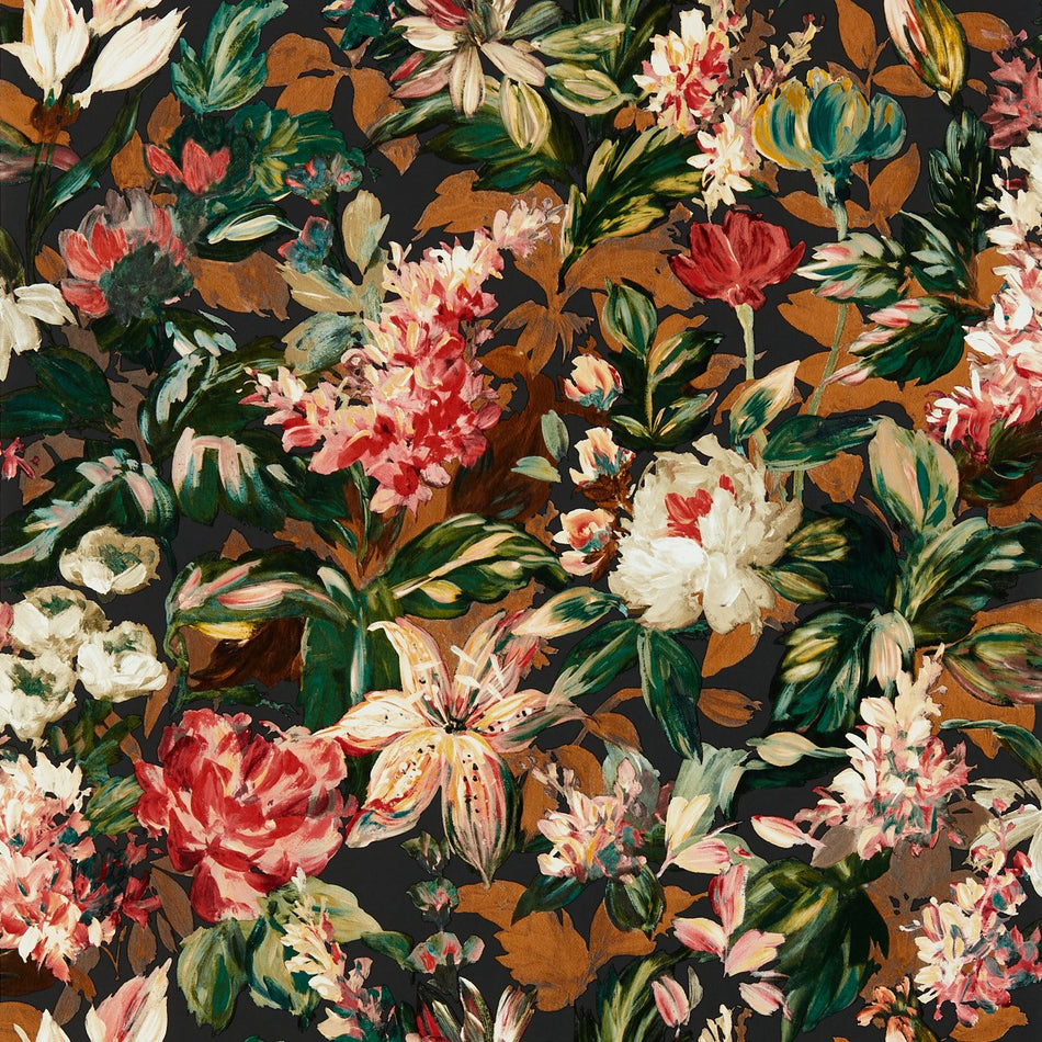 Clarke & Clarke Marianne Lilum Russet/Noir Wallpaper