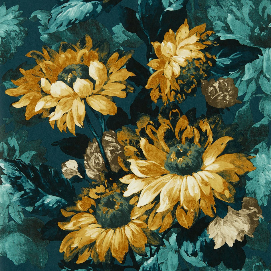 Clarke & Clarke Marianne Sunforest Denim/Ochre Wallpaper