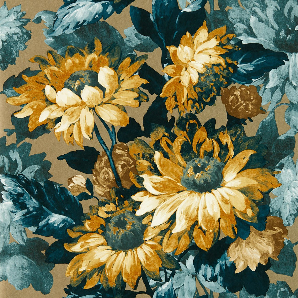Clarke & Clarke Marianne Sunforest Gilver/Denim Wallpaper