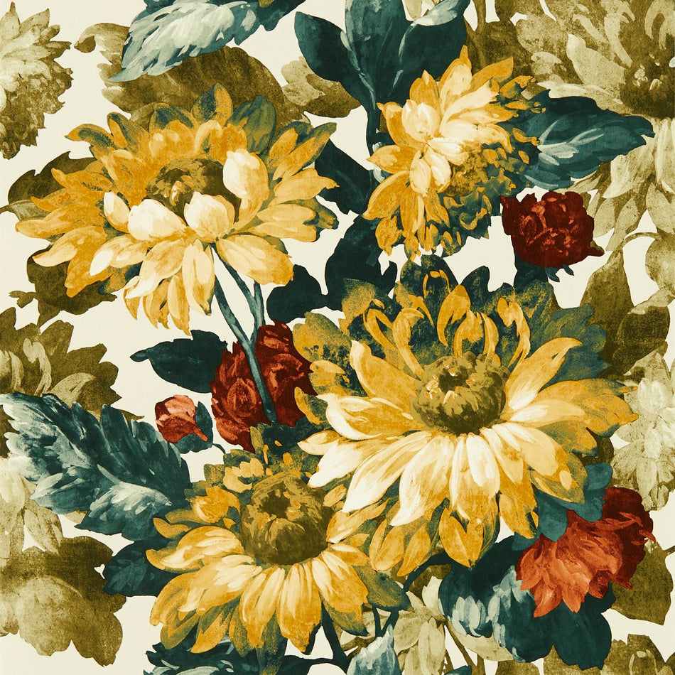 Clarke & Clarke Marianne Sunforest Olive/Russet Wallpaper