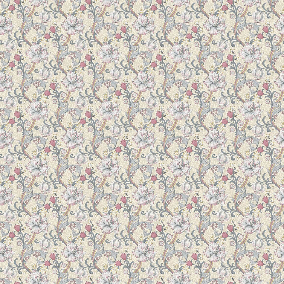 Clarke & Clarke William Morris Golden Lily Dove/Plum Fabric