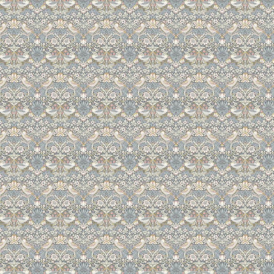 Clarke & Clarke William Morris Strawberry Thief Slate/Blush Fabric