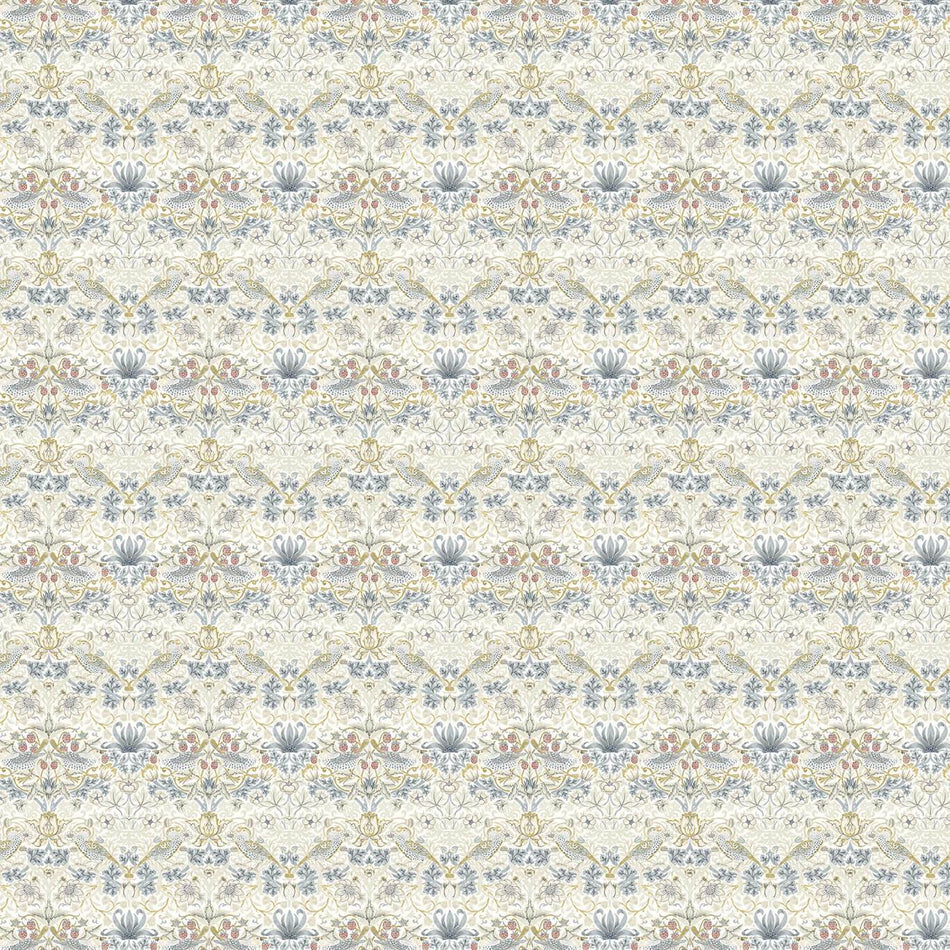 Clarke & Clarke William Morris Strawberry Thief Linen/Plum Fabric