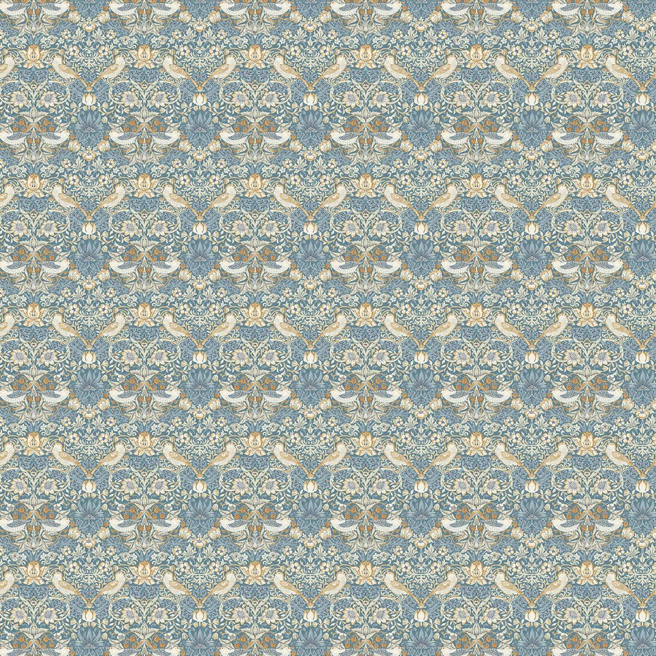 Clarke & Clarke William Morris Strawberry Thief Denim/Spice Fabric