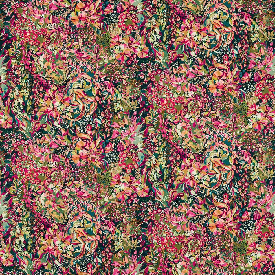 Studio G Ferndene Aubrey Forest/Raspberry Velvet Fabric