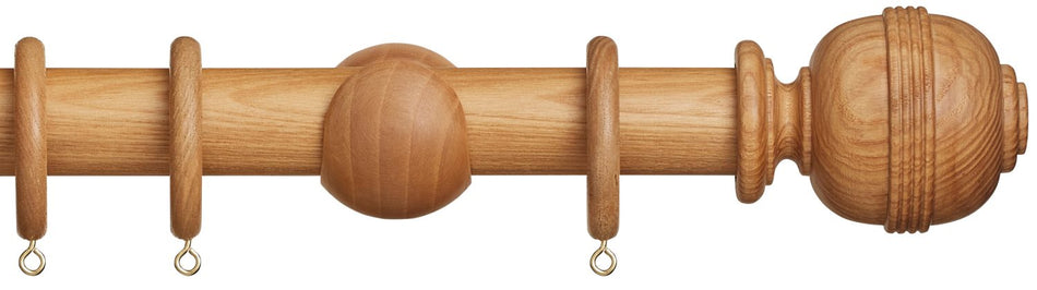 Hallis Eden 35mm Wood Pole Natural Ridged Ball