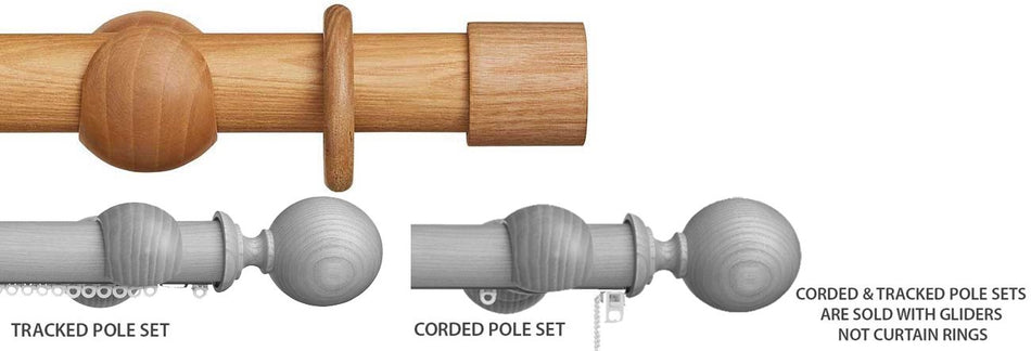 Hallis Eden 45mm Corded/Tracked Pole Natural End Cap