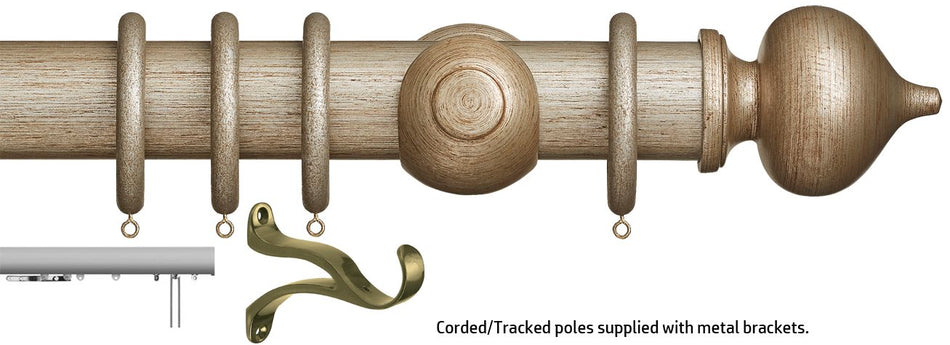 Museum 45mm & 55mm Corded/Tracked Pole Antique Silver Florence